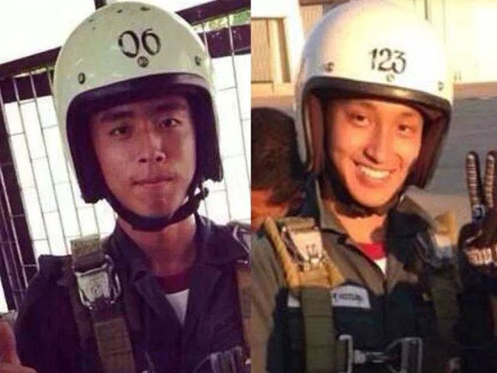 Photos of police cadets Chayakorn Puttachaiyong, left, and Nattawut Tirasuwansuk, right, taken from their Facebook profiles.