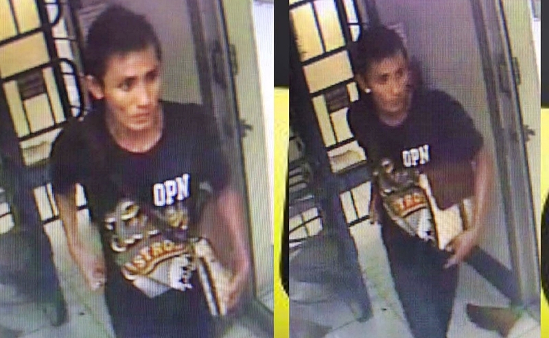 Still image from a security camera of the suspect police are seeking for the sexual assault of a 20-year-old student inside a public toilet June 26 near Bangkok’s Bang Na Junction.