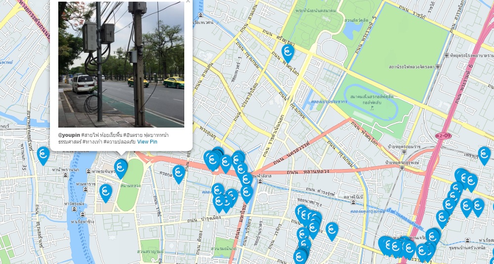 YouPin’s crowdsourced map shows pins entered by regular citizens.