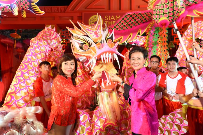 Siam Paragon execs launch a Chinese New Year event Feb. 9, 2016, to welcome Chinese tourists to the Bangkok shopping mall.