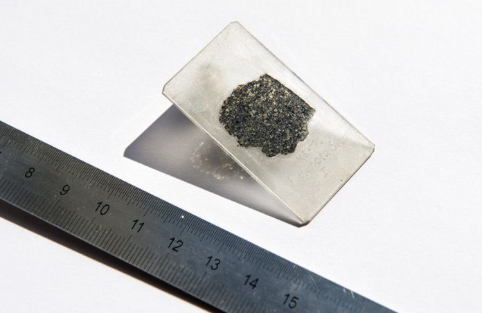 Lost Planet A thin slice of the meteorite sample from a meteorite that fell to Earth more than a decade ago. Photo: Hillary Sanctuary / Associated Press