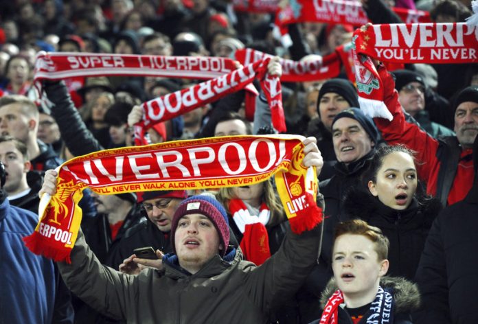 You'll Never Walk Alone Liverpool fans at the Kop singing