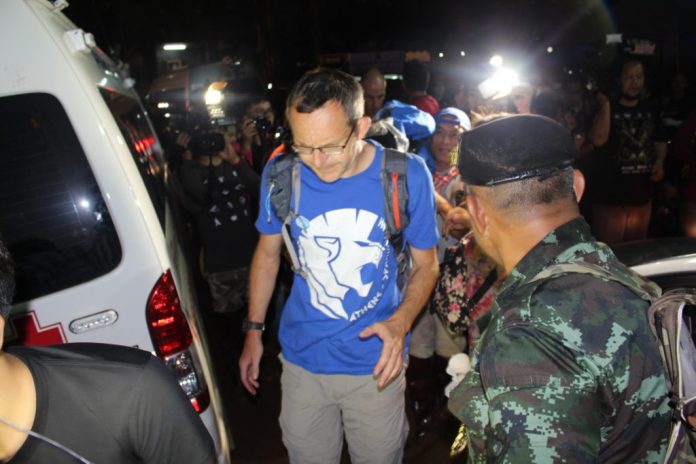 Diver John Volanthen arrived in July at Tham Luang Nang Non.