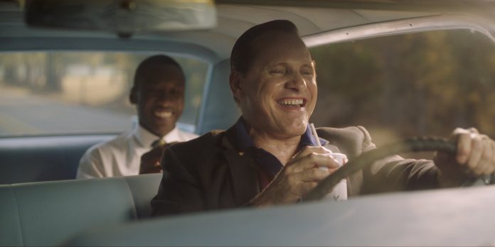This image released by Universal Pictures shows Viggo Mortensen and Mahershala Ali in a scene from 'Green Book.' Photo: Universal Pictures via Associated Press