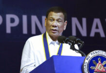 Philippine Leader Signs Law Punishing Sexual Harassment FILE - In this June 17, 2019, file photo made available by the Malacanang Presidential Photo, Philippine President Rodrigo Duterte delivers his speech during the 121st Philippine Navy Anniversary at Sangley point, Cavite province, Philippines. Duterte is "seriously considering" cutting diplomatic ties with Iceland, which spearheaded a resolution that asked the U.N.'s top human rights body to look into the thousands of deaths of suspects under his anti-drug crackdown. Photo: Robinson Ninal Jr./Malacanang Presidential Photo via AP File