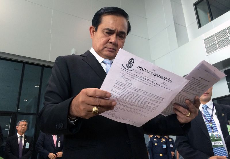 Gen. Prayuth Chan-ocha at the Royal Thai Air Force base in Bangkok, 25 March 2015.<br />