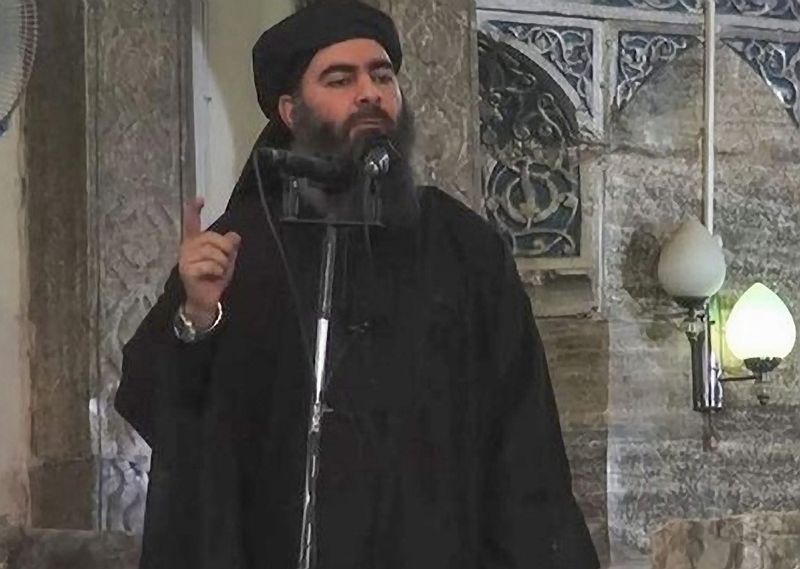 Abu Bakr al-Baghdadi first appeared on video in this May 2014 sermon in Mosul, Iraq. Photo: EPA