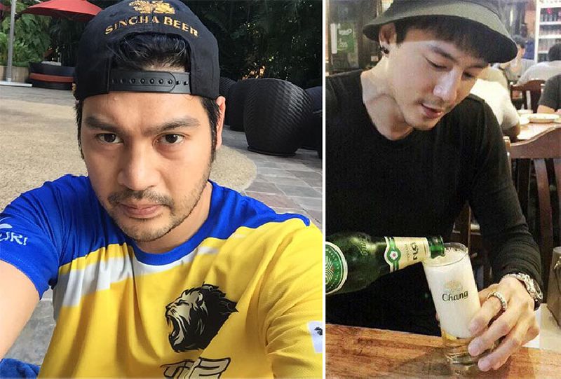 A heated exchange between Singha scion Piti Bhirombhakdi, at left, and singer Pakorn Lam, at right, precipitated the media kerfuffle over possibly illegal celebrity endorsements of Chang Classic beer. Photos: Piti Bhrimbhakdi / Facebook; Pakorn Lam / Instagram