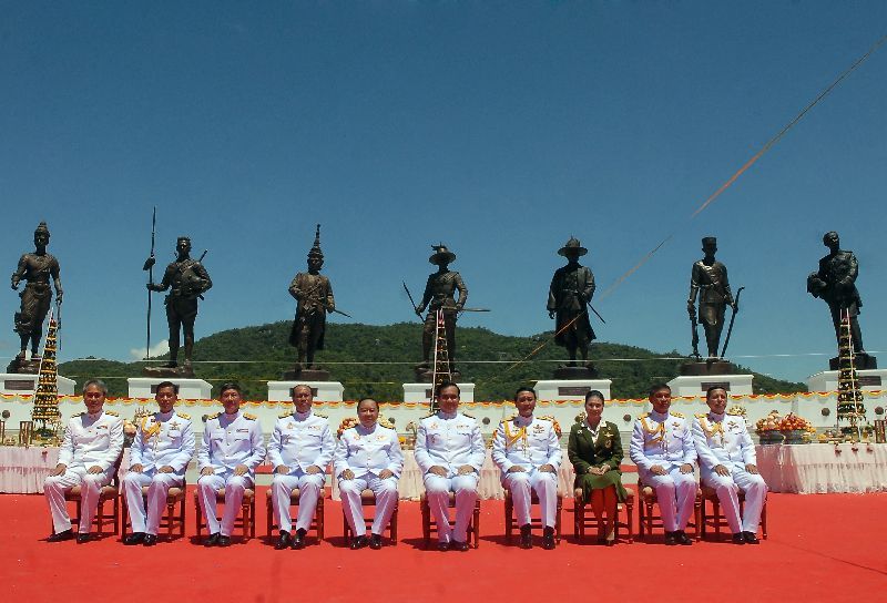 Army officials at the opening ceremony of Rajabhakti Park in Prachuap Kiri Khan province on Aug. 19, 2015.