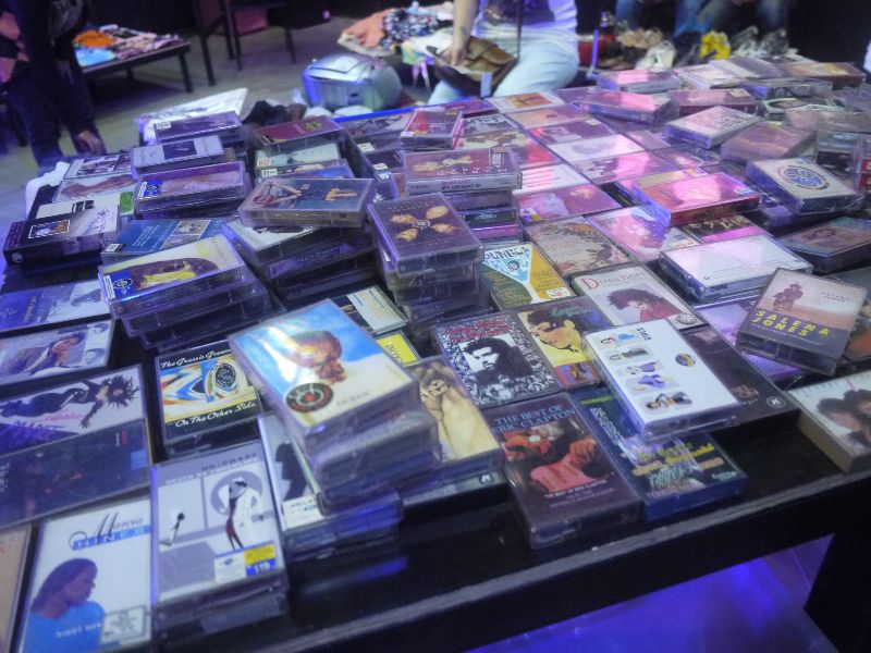 A collection of cassettes, on display at the 'Cassette Tapes Night Party' at Thong Lor Arts Space, on Dec. 19
