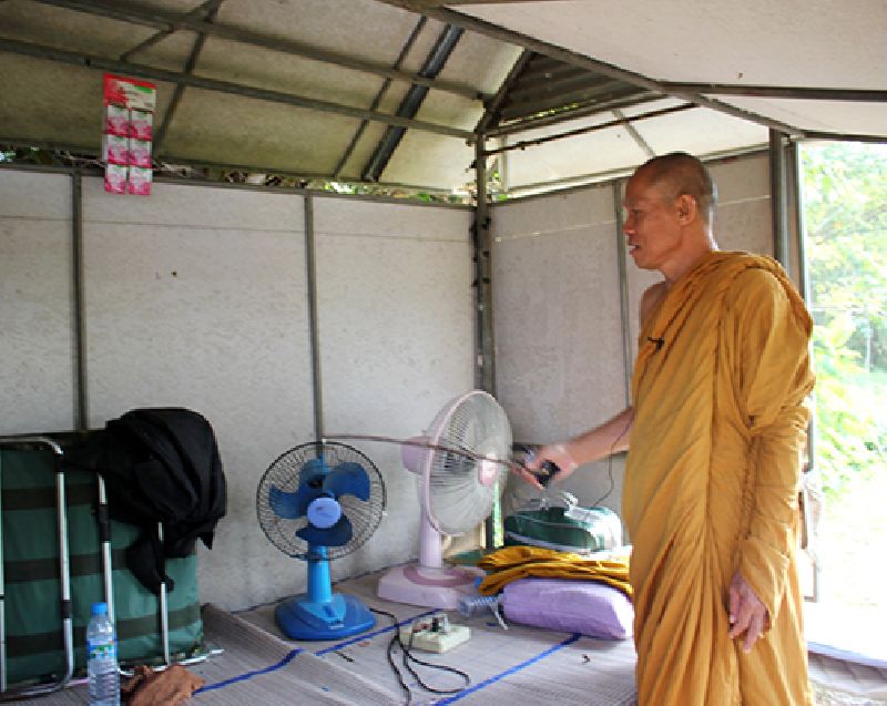 Buddha Isara gestures inside the guard station at Wat Or Noi west of Bangkok in Nakhon Pathom province.