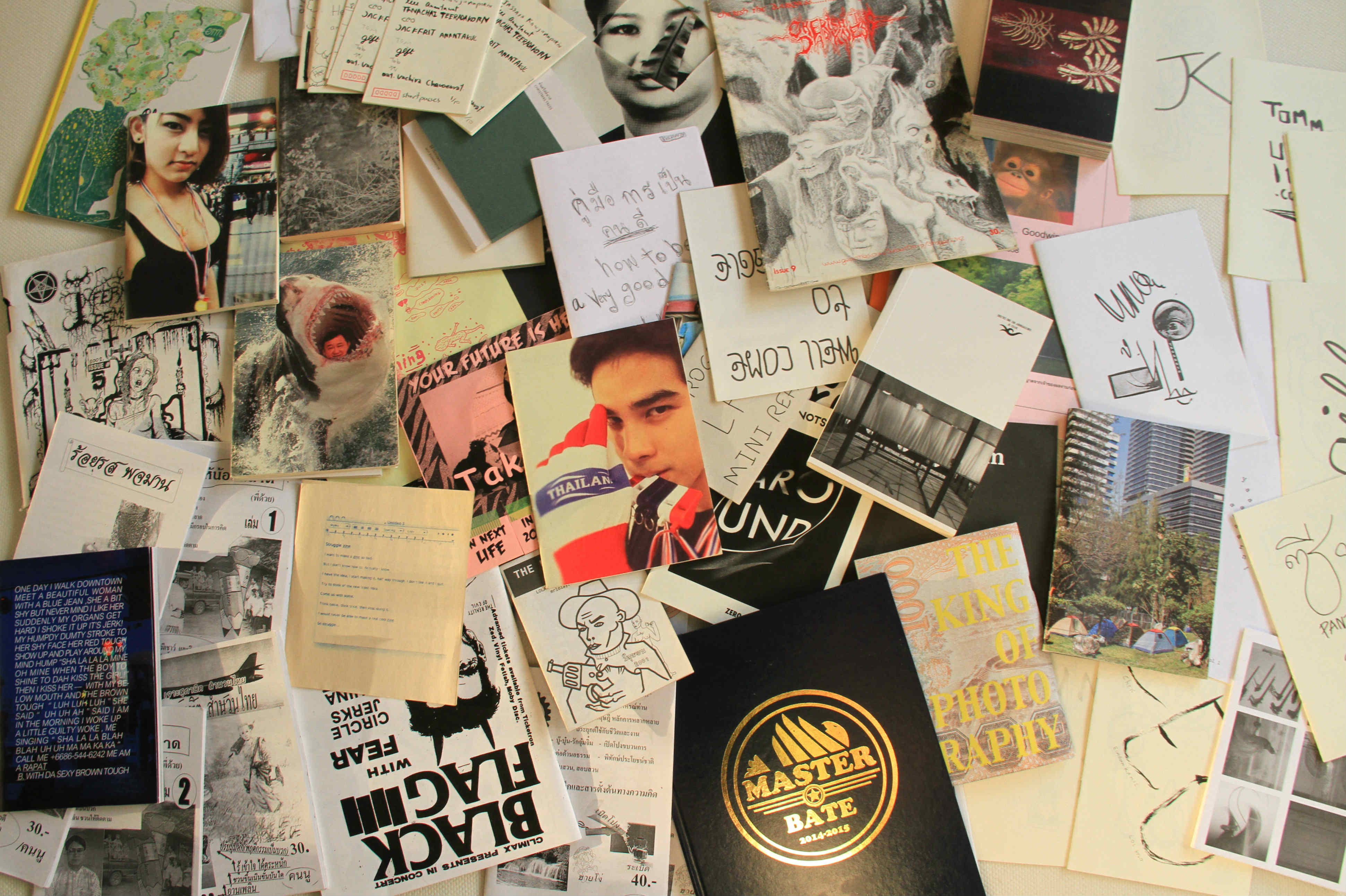 A portion of Chris’ zines collection. ‘I have a thousand more at my place.’