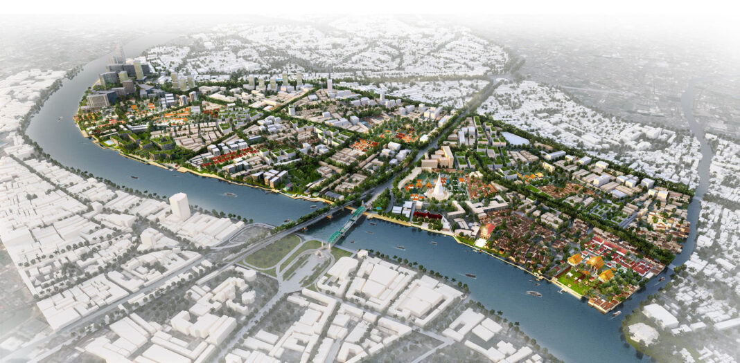 The Kadeejeen-Khlong San communities highlighted in a promotional image for the Bangkok250 project. Photo: Bangkok250.org