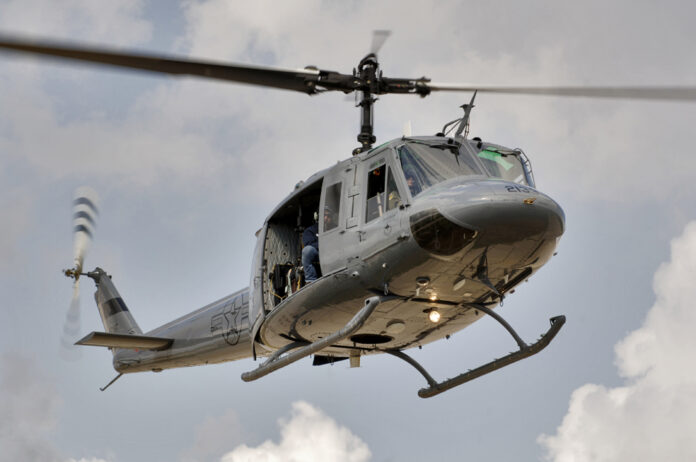 An updated Huey, the TH-1H, in US Air Force Service at Randolph Air Force Base in 2005. Photo: Wikimedia Commons