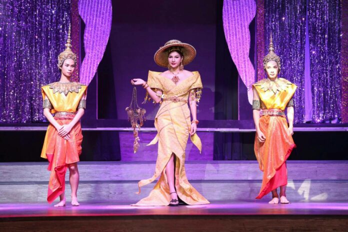 Mrs. Thailand Kanthicha ‘Yui’ Chimsiri poses with her newly designed national costume Monday in Bangkok.