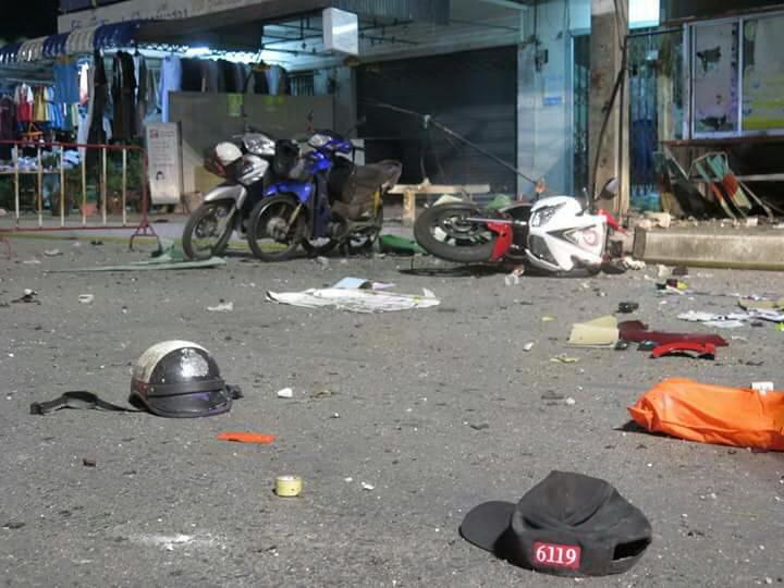 The scene of the Sunday’s explosion near the Central Mosque of Pattani.