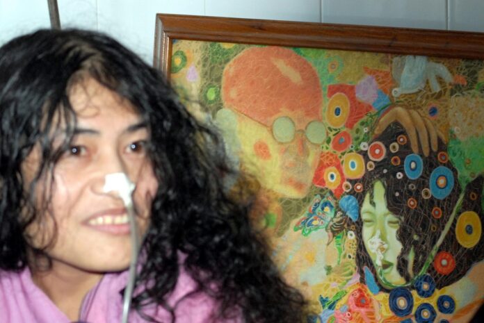 In this August 18, 2009 photo Irom Sharmila Chanu also known as the Iron Lady of Manipur is interviewed on her political struggle. Photo: Jinendra Maibam/ Flickr