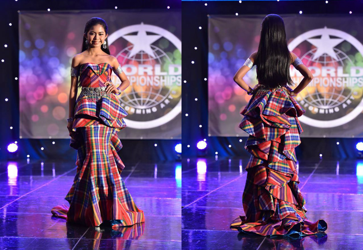 The Thai costume designed by Sarinpat Jandawong and Pikun Chumpon, and worn by Avita Jandawong, won the Exceptional Designer Award on Friday. The costume was reportedly inspired by Thai cotton loincloths. Photo: World Championships of Performing Arts - WCOPA / Facebook