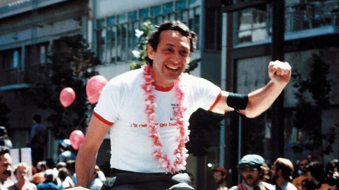 Harvey Milk at the San Francisco Gay Freedom Day Parade in June, 1978