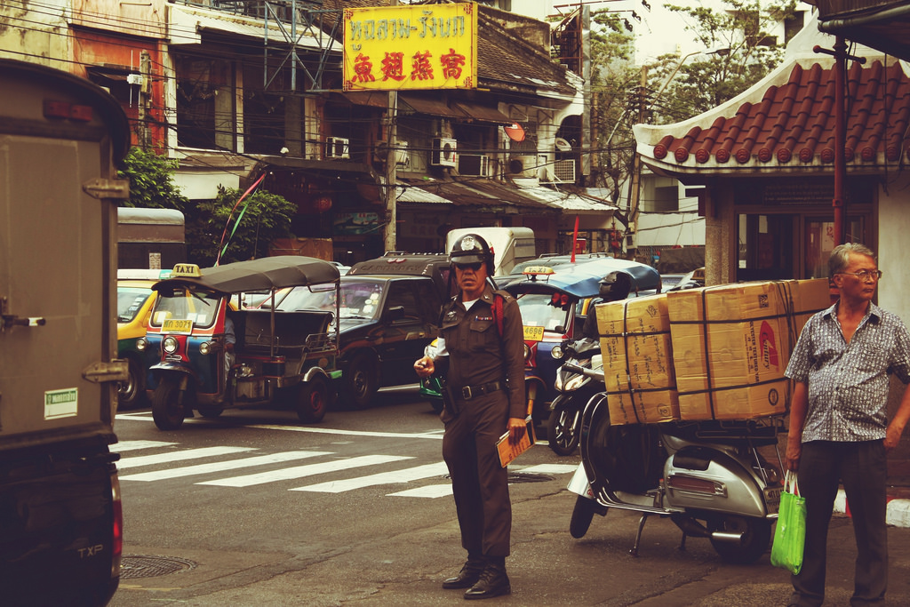 A traffic police officer in Bangkok's Yaowarat area in a 2011 photo. Photo: Mads Bodker