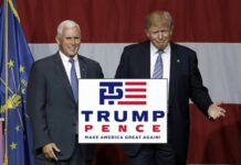 Trump-Pence Unveil Logo That is a Penis Joke Indiana Gov. Mike Pence joins Republican presidential candidate Donald Trump in 2016 at a rally in Westfield, Indiana. Photo: Michael Conroy / Associated Press