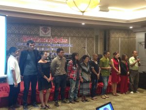 Relatives and former political prisoners gather at the official launch of For Friends Association on Saturday night at the Royal Rattanakosin Hotel in Bangkok. 