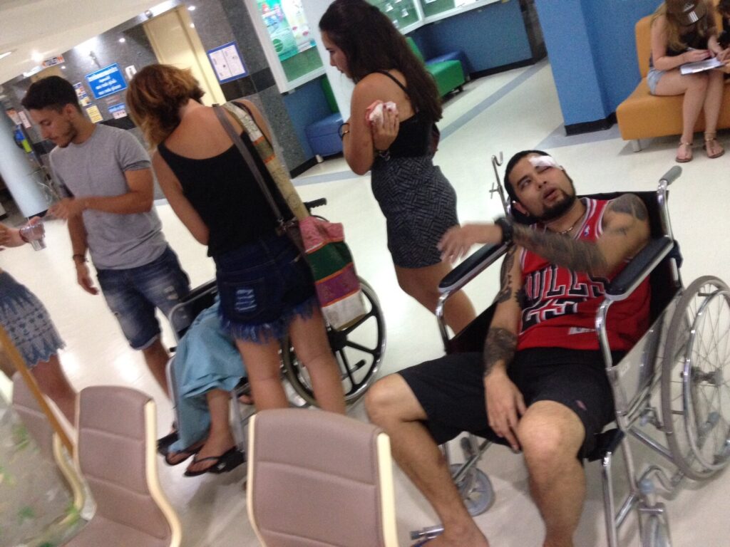 Some of the wounded tourists at a hospital in Hua Hin following the Aug. 11 explosion.