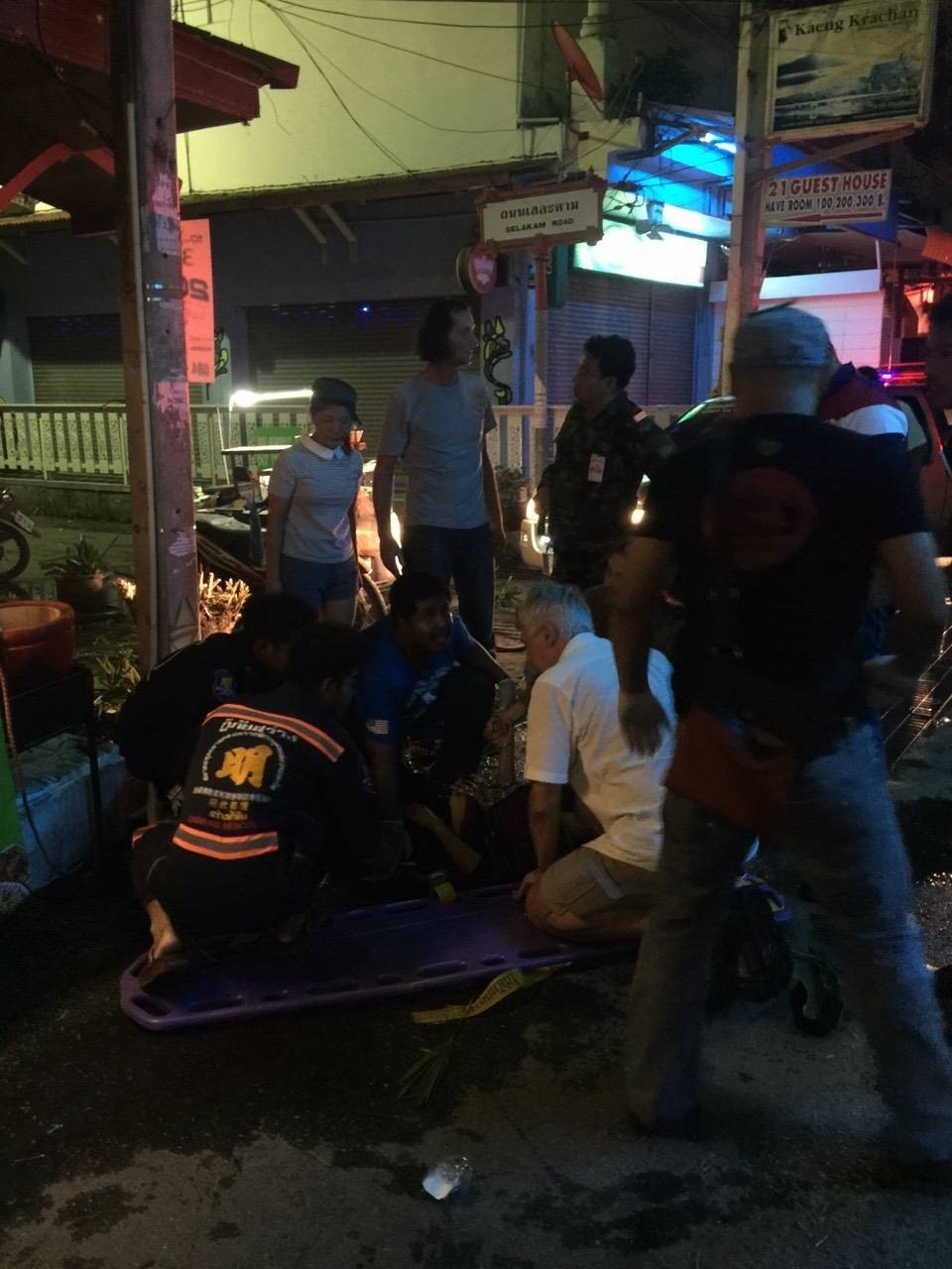 Scene of a bombing attack Thursday night in Hua Hin.