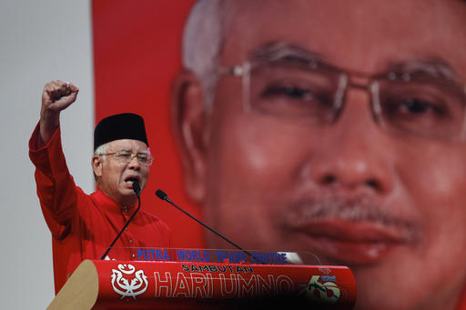 Malaysian Prime Minister Najib Razak on Monday addresses delegates during his speech at the Malaysia's ruling party United Malays National Organization's (UMNO) anniversary celebration in Kuala Lumpur. Photo: Associated Press / Joshua Paul