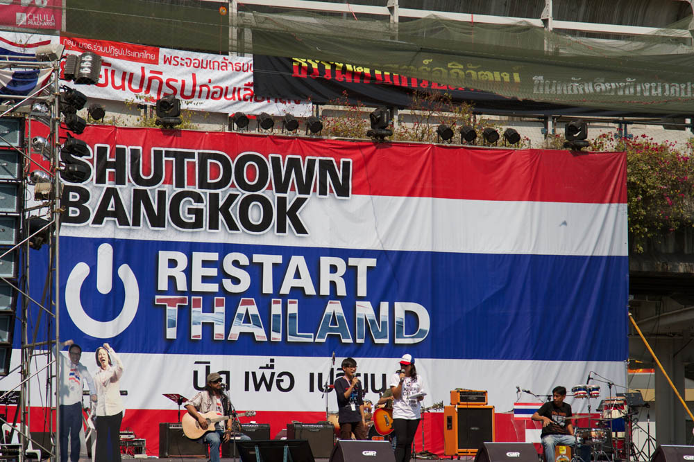 A protest stage Jan. 28, 2014, in Bangkok. Photo: Johan Fantenberg / Flickr