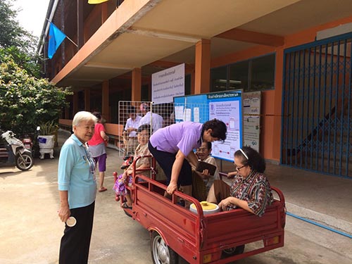 Senior citizens at Prachinburi's municipal polling station.