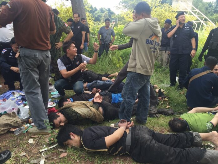 Police find and arrest some of the escaped Uighur men Tuesday afternoon in Nong Khai province