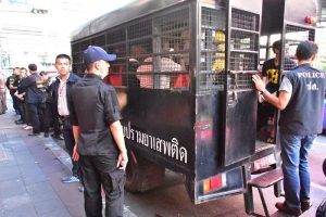 Arrested foreign nationals early Friday morning in Bangkok.