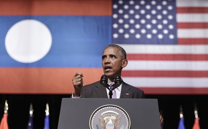 U.S. President Barack Obama speaks on Tuesday at the Lao National Cultural Hall in Vientiane, Laos. Photo: Carolyn Kaster / Associated Press