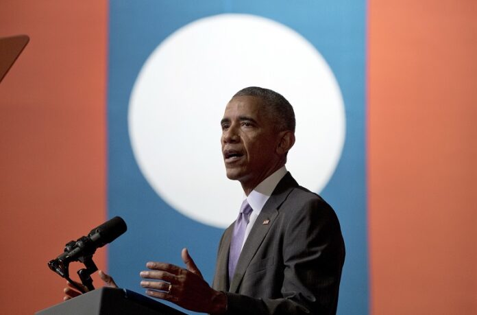 U.S. President Barack Obama speaks on Tuesday at the Lao National Cultural Hall in Vientiane, Laos. Photo: Carolyn Kaster / Associated Press