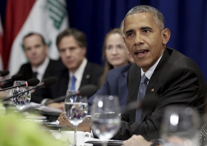 President Barack Obama speaks during a bilateral meeting with Iraqi Prime Minister Haider al-Abadi Monday at the Lotte New York Palace Hotel in New York. Photo: Carolyn Kaster / Associated Press