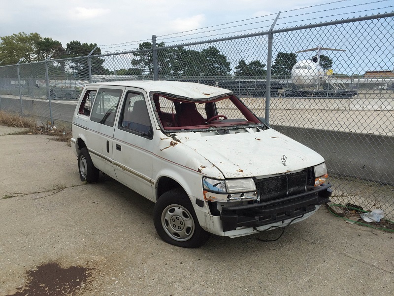 A van damaged in the Sept. 11, 2001 terrorist attacks on the World Trade Center, outside Hangar 17 at the JFK airport in August in New York. Photo: Amy Passiak / Associated Press