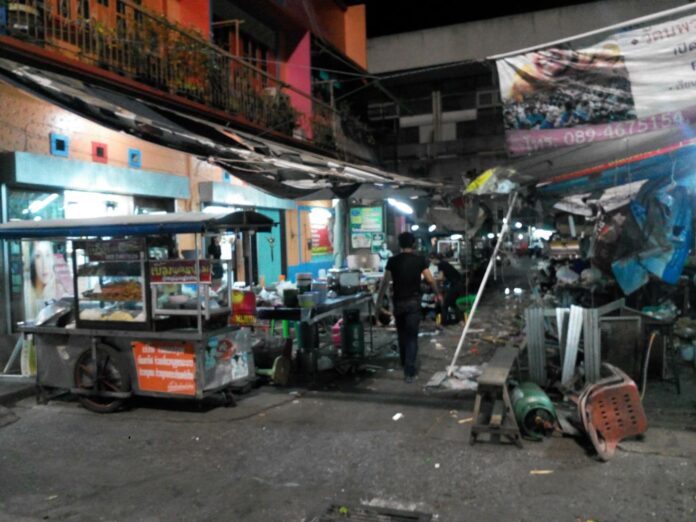 A night market on Pi Pit Road in Pattani province after a bomb exploded there Monday night.