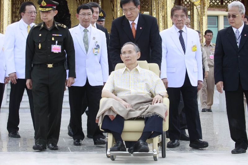 File photo of Bhumibol at Siriraj Hospital, 24 April 2015