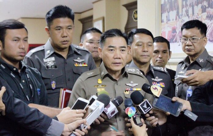 National Police Chief Gen. Chakthip Chaijinda speaks to reporters Wednesday at Royal Thai Police headquarters in Bangkok.