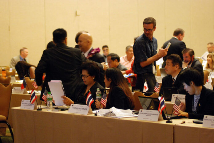 Prosecutors from Thailand, Japan and other countries talk at a summit on sex trafficking Wednesday in Honolulu. They're calling the scourge of sex trafficking a form of modern-day slavery that touches every state in the nation, and they're working to draw connections between active investigations around the globe at a summit in the Waikiki neighborhood in Honolulu, Hawaii. Photo: Cathy Bussewitz / Associated Press