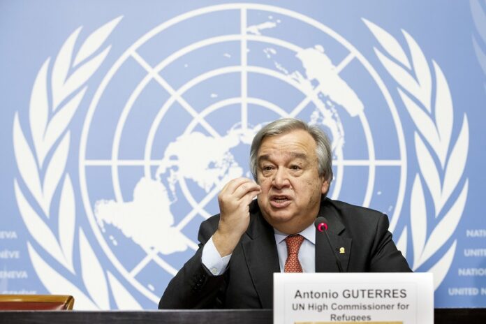 United Nations High Commissioner for Refugees Antonio Guterres speaks in 2015 during a news conference at the European headquarters of the United Nations in Geneva, Switzerland. Photo: Salvatore Di Nolfi / Associated Press
