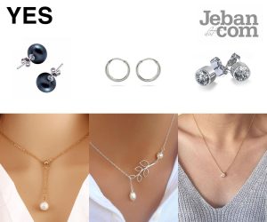 Several examples of appropriate black outfits and jewelry choices from “How to Dress in Black Politely and Respectfully, Jeban.com