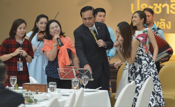 On the same day junta leader and Prime Minister Prayuth Chan-ocha boasted outrageously about his regime's successes, reporters joined him to karaoke a classic pop song Sept. 15 at Government House in Bangkok.