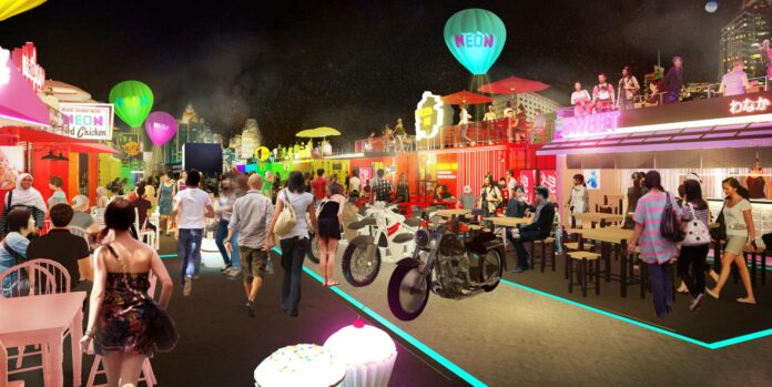 Talad Neon in a garishly colored mock-up visualization. Photo: Talad Neon / Facebook