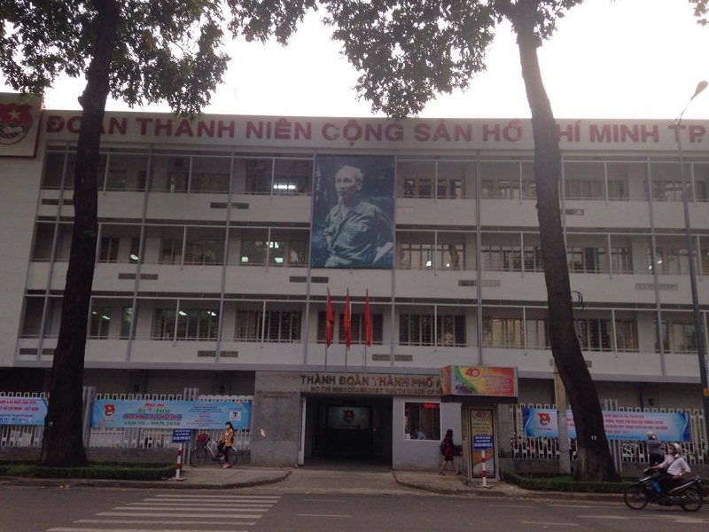 A large portrait of Ho Chi Minh hangs in display Nov. 11 in front of the Ho Chi Minh Communist Youth Union headquarters in Ho Chi Minh City, Vietnam.