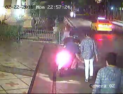 Suspected members of a pickpocket gang caught on film robbing a Japanese tourist on Feb. 22 in Soi Sukhumvit 24.