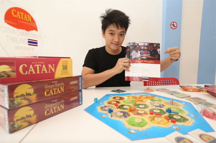 Songsit ‘Note’ Phraephet, 23, the 2016 Catan Thailand Champion, at Board Game Academy in Bangkok.
