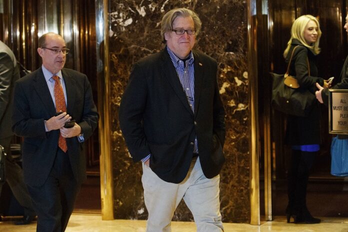 Stephen Bannon, campaign CEO for President-elect Donald Trump, leaves Trump Tower Friday in New York. Photo: Evan Vucci / Associated Press