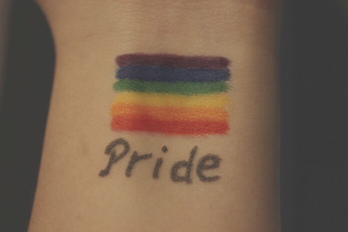 An LGBT flag painted on a wrist to celebrate LGBT Pride Day in 2014. Photo: Denise Coronel / Associated Press